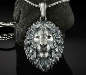 Lion Charm Sterling Silver Pendant 3d Big Cat Animal Leo