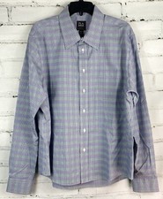 Jos A Bank Travelers Collection Mens XL Slim Fit Cotton Multicolor Plaid Shirt