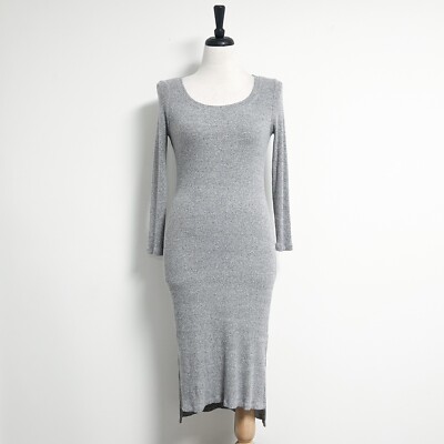 slim fit dress slacks Grey Rib Knit Midaxi Bodycon Dress