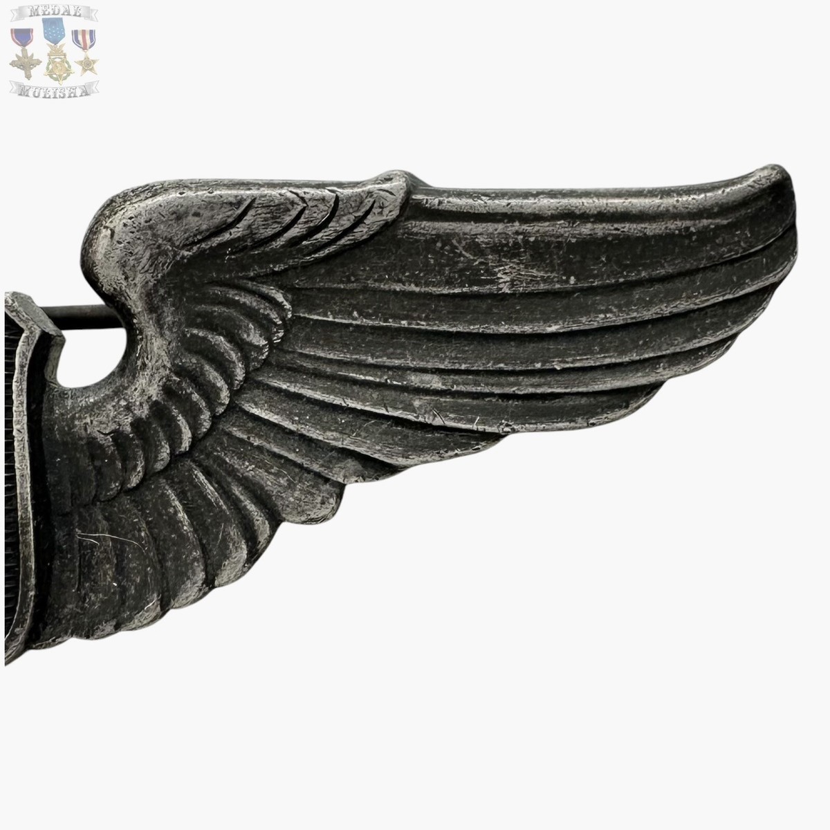 STERLING WWII US ARMY AIR FORCES LIAISON PILOT WINGS BADGE 3” SIZE