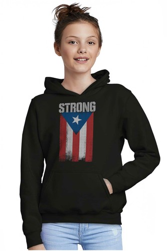 Strong Puerto Rican Distressed Pride Flag PR Unisex Kids Youth Hoodie Sweatshirt - Picture 5 of 7