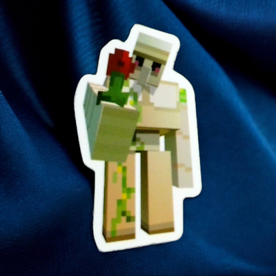 Minecraft Sticker Iron Golem Rose Flower Glossy | eBay