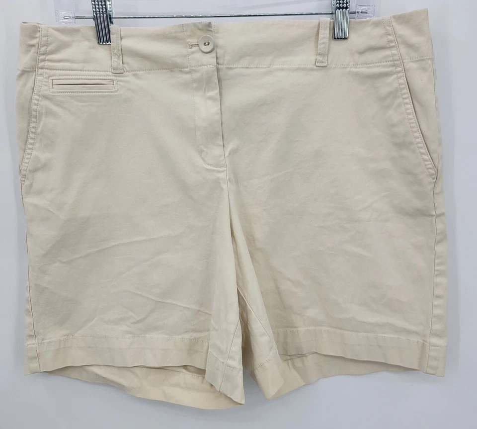 Pantalones Cortos Talbots Para Mujer 16 Marfil Algodón Elastizados Frente Plano Bermudas Preppy Informales Foto 2 de 4