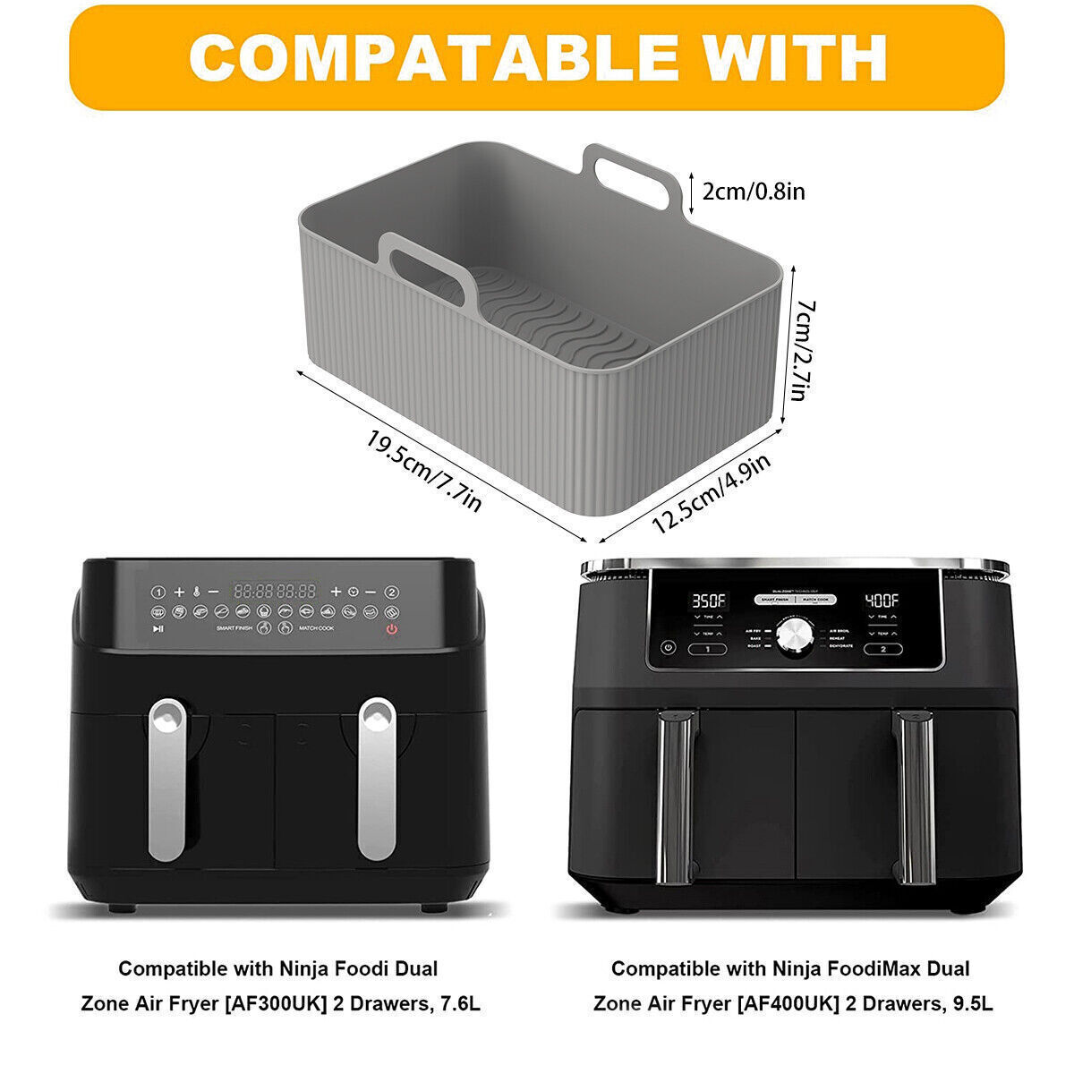 2x Silicone Pot for Air Fryer Dual Basket Liner Handle Baking Pan Fit For Ninja eBay