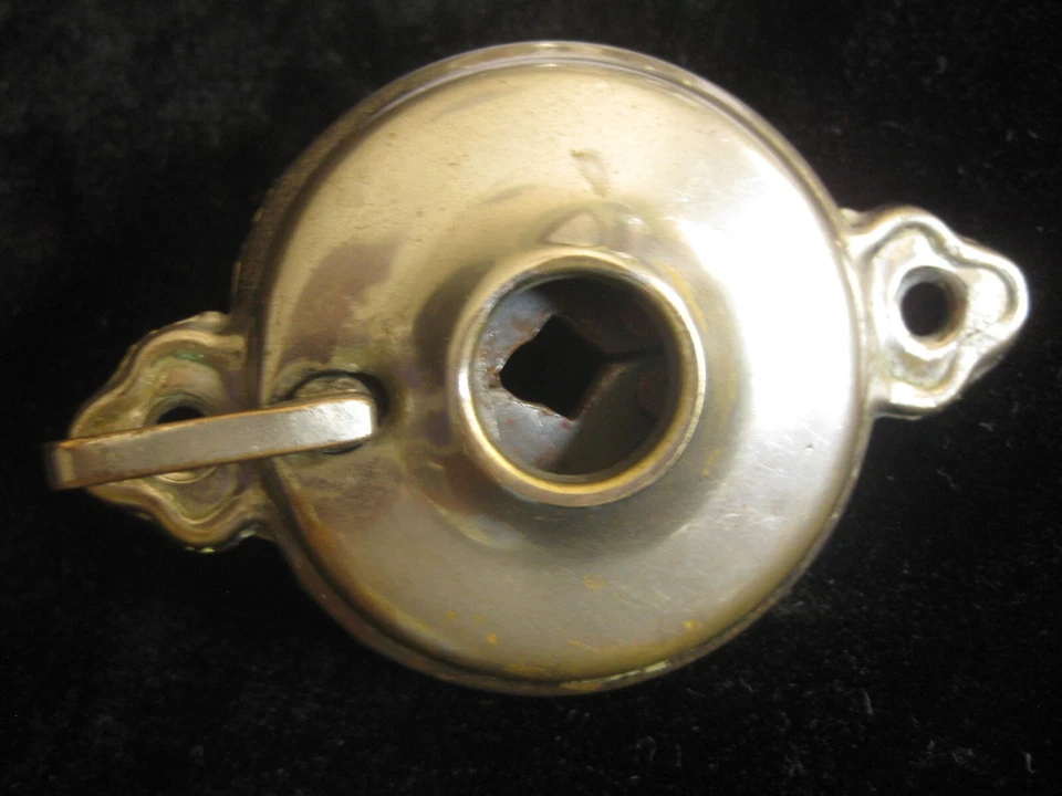 Cerraduras de puerta de baño antiguas vintage dos placas traseras de bloqueo perilla de níquel Art Deco Foto 4 de 4