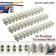 5-20X 12-Position Barrier Screw Terminal Block Wire Connection Strip 3/6/10/15A