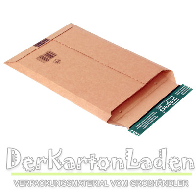 200 Versandtaschen aus Pappe DIN A4+ 352x250x-40 mm Wellpapp-Versandtasche