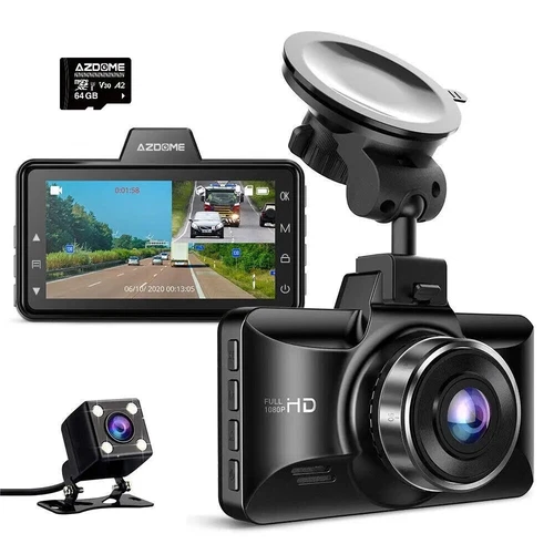 AZDOME ADAS 1080P Dual Dash Cam 3" Car Camera Recorder Park Monitor Night Vision