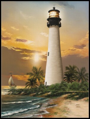 Cape Florida Lighthouse - DIY Chart Counted Cross Stitch Patterns Needlework  