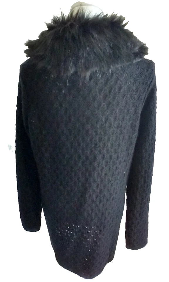 Я джинсы на Buffalo черный кардиган свитер съемный искусственного меха воротник S новый с Ярлыками $85 - Изображение 4 из 4