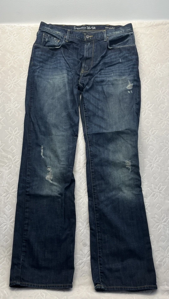 Cremieux Men's 36x34 Distressed Medium Wash Straight Blue Jeans - Image 3 of 4