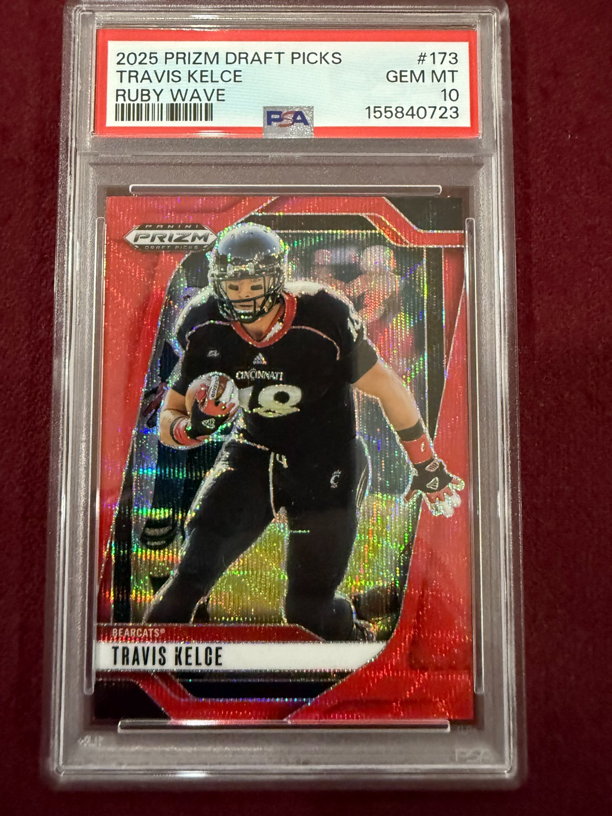 Travis Kelce 2025 Prizm Draft Picks Red Wave Prizm PSA 10 Gem Mt KC Chiefs