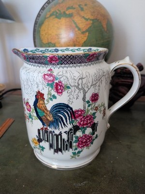 Maling Newcastle Upon Tyne Floral Pitcher With Roster - Cetem Ware