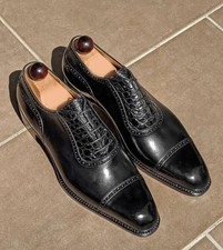 Handmade New Men's Black Color Leather Oxford Cap-Toe Lace Up Dress Shoes Men