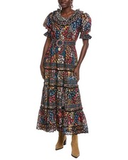 Farm Rio Jujus Garden Black Maxi Dress Women's