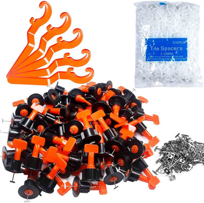 Tile Leveling System Kit,200Pcs Reusable Tile Leveler Spacers+1000Pcs 1/12'' Cros