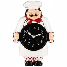 Chef Figurine Clock Creative Design Kitchen Clock Cook Shape Quiet Movement for Kitchen