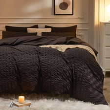JELLYMONI Black Duvet Cover Twin Size, 3pcs Washed Microfiber Bedding Set for Ki