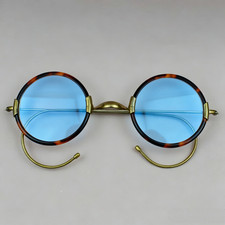 Retro Round Sunglasses 46mm Leopard Acetate Metal Glasses Women Men Sun Reading