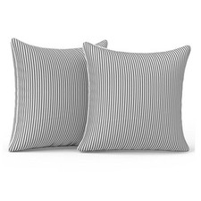 Outdoor Throw Pillow Covers Waterproof 16" x 16" Pack of 2 Stripe Grey