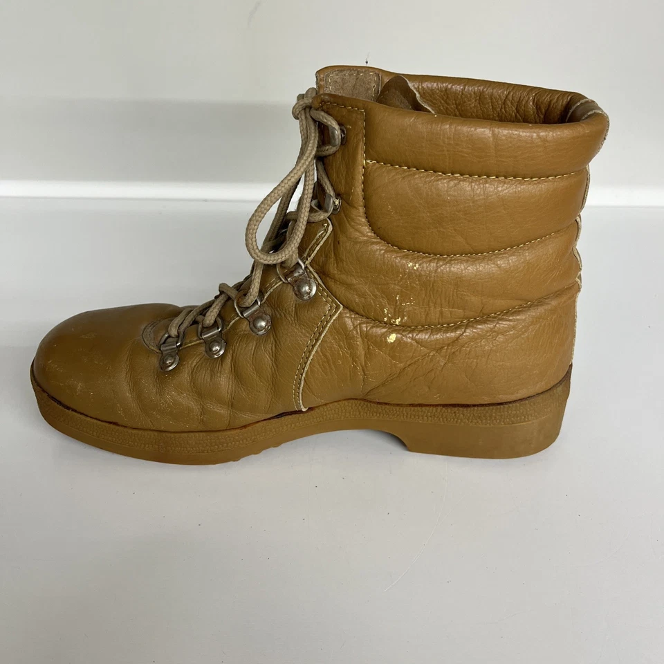 Botas de Senderismo St. Moritz Colorado De Colección Hechas en Italia Cuero Tostado Talla 12 Foto 3 de 4