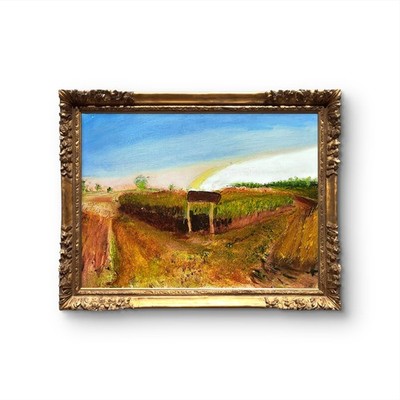 Fields Of Gold Contemporary Expressionist Landscape Oil Painting On Wood