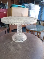 Vintage Pedestal Hobnail Cake Stand L.E smith