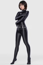 Hirogato Black Satin Spandex Catsuit Women's Small, With Crotch Zipper