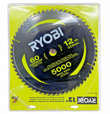 Ryobi A181202 12  Wood Miter Saw Blade, 60 Carbide Teeth Thin Kerf, 1  Arbor NEW