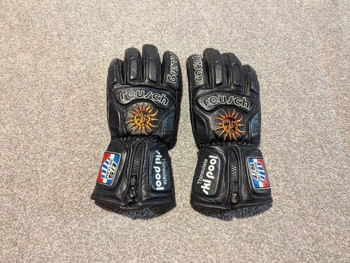 Reusch Gloves Mens Small Black Leather US Ski Team Racing Pool Sun Patch