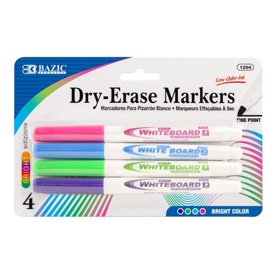BAZIC PRODUCTS Dry Erase Marker Bright Color 1-Pack, Colors (4-count)