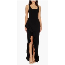 Anthropologie Dress The Population Charlene Ruffle Gown Black NWT - SZ: XL