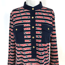 Tory Burch Small MINT Pull Over Henley All Over Print Button Shirt Dress