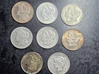 Lot of 7 Morgan silver dollars 1878-1882-1887-1889-1900-1901-1921 peace 1922