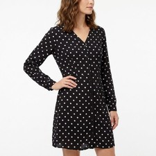 Loft Black Shirt Dress Knee Length Polka Dot Women Size 10