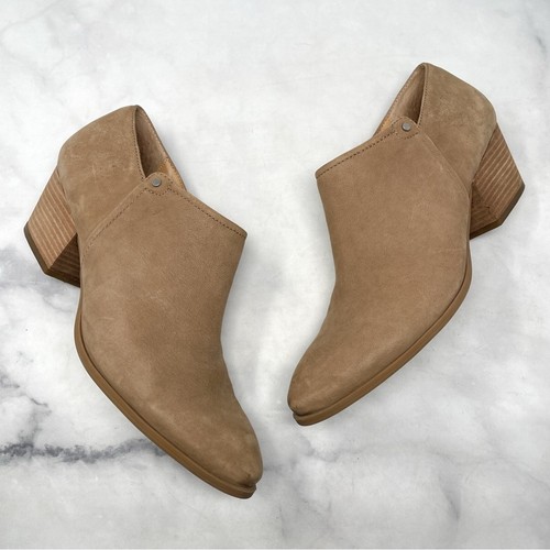 Franco Sarto Ricki Nubuck Leather Low Ankle Booties Boots Minimalist Boho Tan 10 - Picture 3 of 10