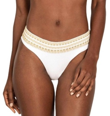 NWT Peixoto White Zoni S Banded Ribbed Cheeky Scoop Bikini Swim Bottom #104114