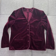 Vintage 1980s Act III Blazer Women Medium Burgundy Red Velvet Holidays Costume