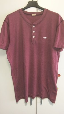 Hollister Herren Shirt - Bordeaux Melange mit Logo (S)