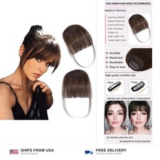 Clip in bangs human hair dark brown wispy extensions women all face shapes