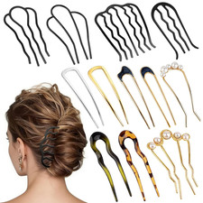 12 PCS Metal Hair Side Combs and U-Shaped French Hair Pins for Women, Hair Fork