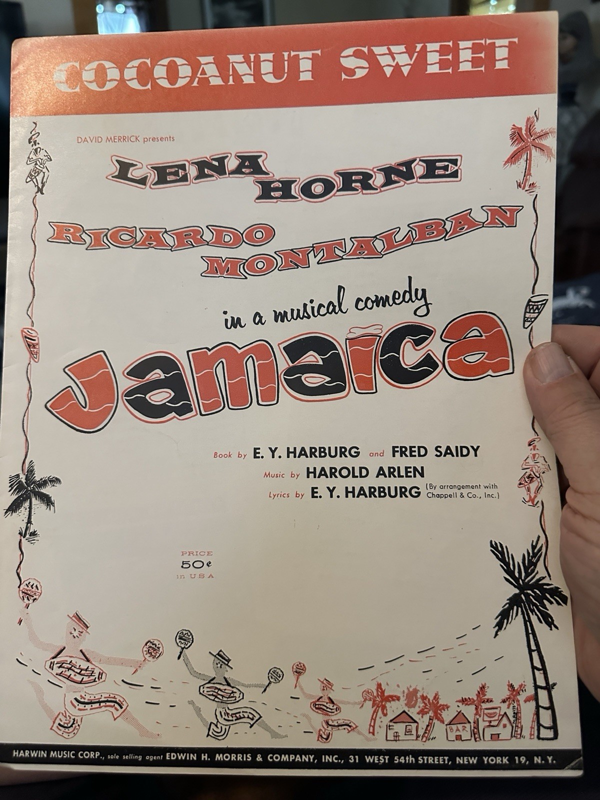 M 1957 Harold Arlen  Stage Musical sheet music JAMAICA ‘Cocoanut Sweet’