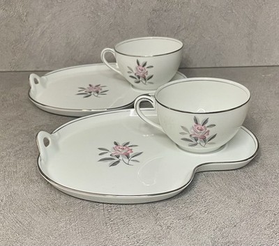 Paar Noritake Rosales Muster #5790 Tee oder Kaffee Snack Set Japan sehr guter Zustand