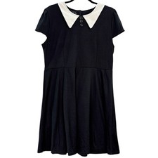 For G and PL Black Dress Women XL Peter Pan Collar Gothic Wednesday Addams Style