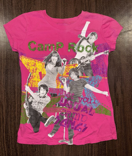 Youth Girls Size L (14) Camp Rock Pink Short Sleeve Shirt