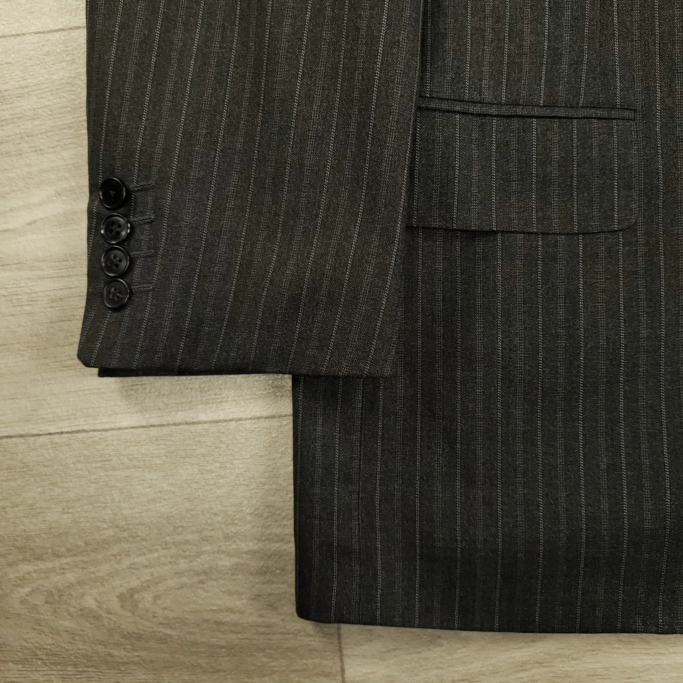 Canali Suit Jacket Mens Size 39S* Wool Gray Striped Two Button Ventless Vintage - Image 4 of 4