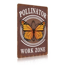 Vintage Garden Signs pollinator work zone Retro Yard Metel 30 20CM, yard-08