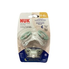 NUK Orthodontic Pacifier Value Pack 0-6m Green NEW Glows In The Dark