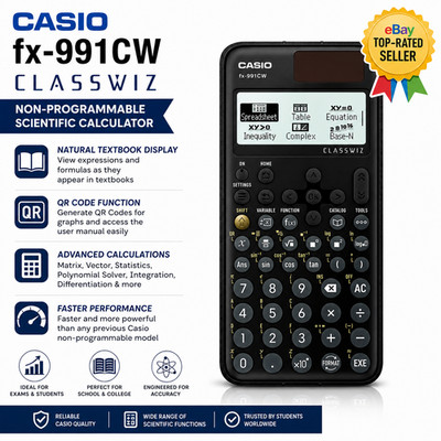 Casio FX-991CW ClassWiz Scientific Calculator Non-Programmable Natural Display