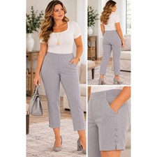 NEW Investments Park Ave Fit Grey Ankle Pants Secret Support Tummy Control Sz 18